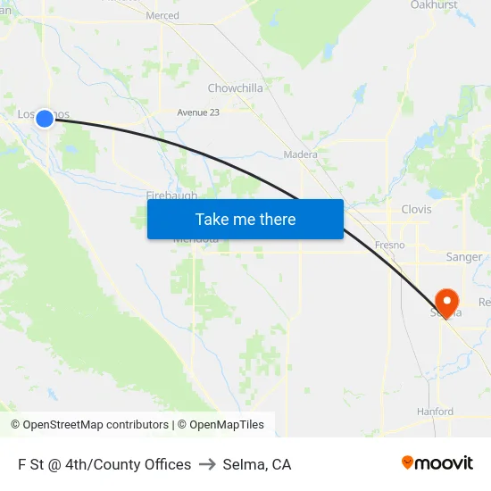 F St @ 4th/County Offices to Selma, CA map