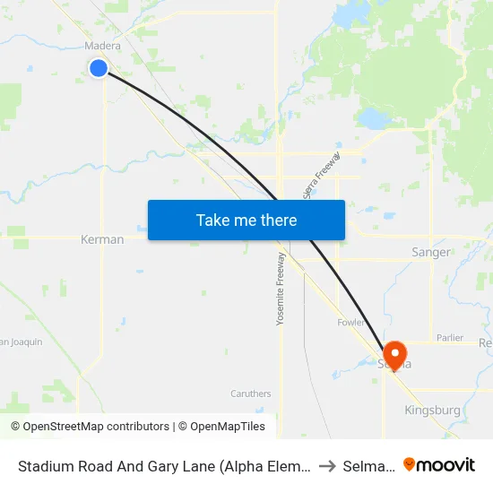 Stadium Road And Gary Lane (Alpha Elementary School) to Selma, CA map