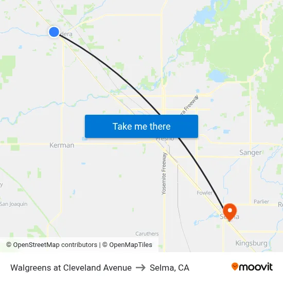 Walgreens at Cleveland Avenue to Selma, CA map