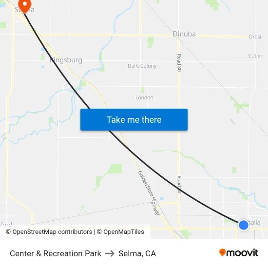 Center & Recreation Park to Selma, CA map