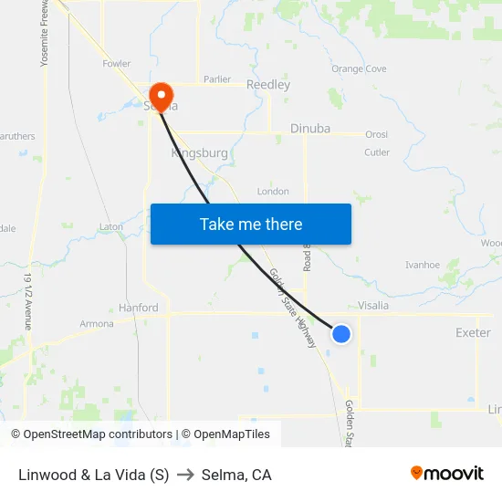 Linwood & La Vida (S) to Selma, CA map