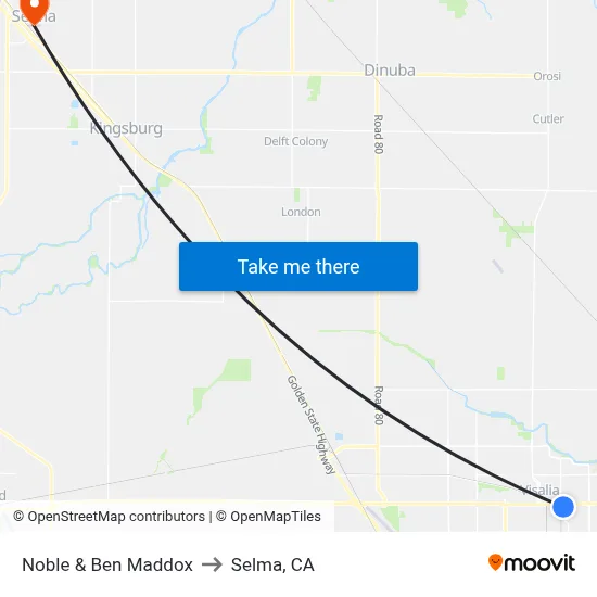 Noble & Ben Maddox to Selma, CA map