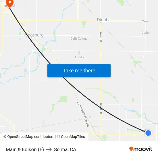 Main & Edison (E) to Selma, CA map