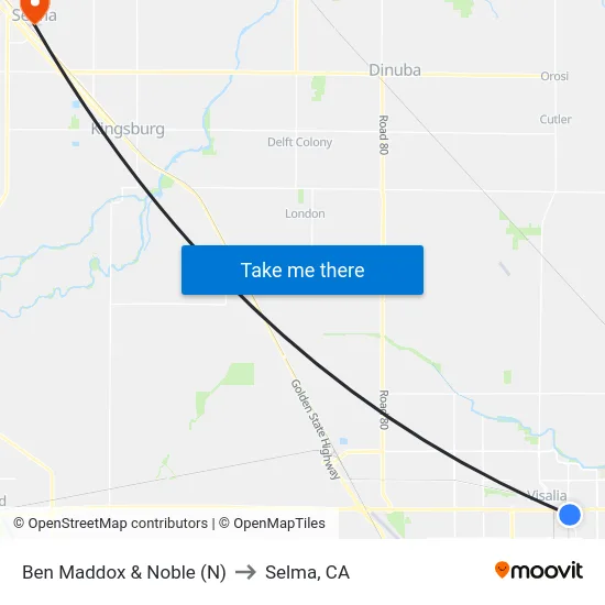 Ben Maddox & Noble (N) to Selma, CA map