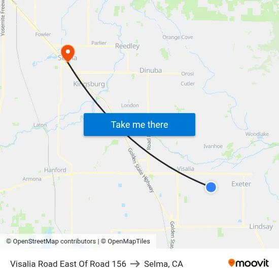 Visalia Road East Of Road 156 to Selma, CA map