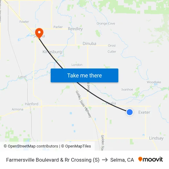 Farmersville Boulevard & Rr Crossing (S) to Selma, CA map