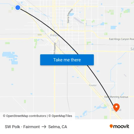 SW Polk - Fairmont to Selma, CA map