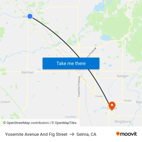 Yosemite Avenue And Fig Street to Selma, CA map