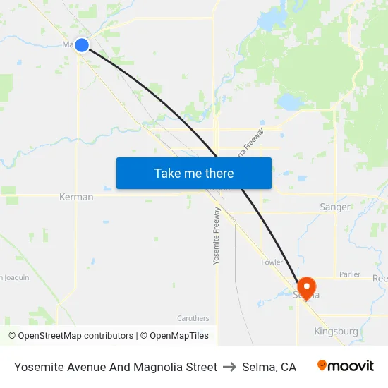 Yosemite Avenue And Mace Street to Selma, CA map