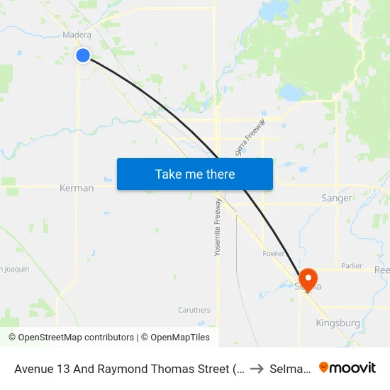Avenue 13 And Raymond Thomas Street (Westbound) to Selma, CA map