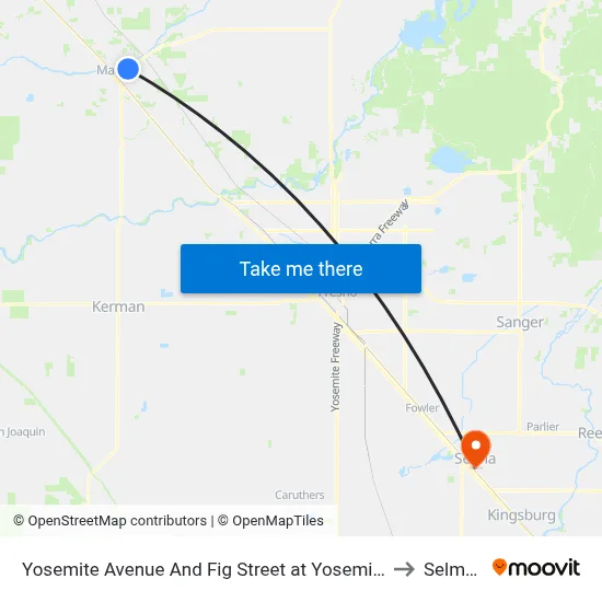 Yosemite Avenue And Fig Street at Yosemite Christian Church to Selma, CA map