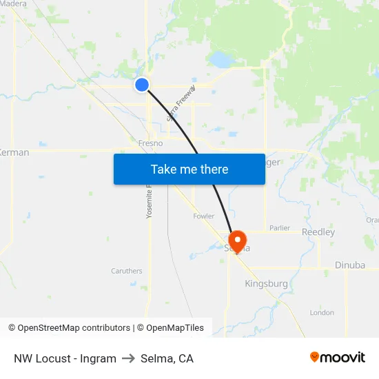 NW Locust - Ingram to Selma, CA map