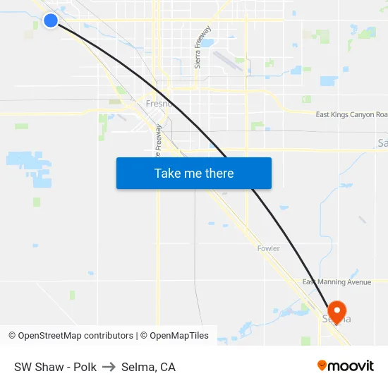 SW Shaw - Polk to Selma, CA map