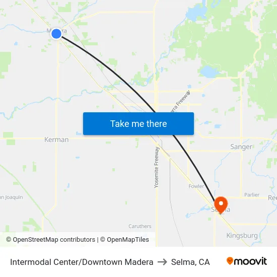 Intermodal Center/Downtown Madera to Selma, CA map
