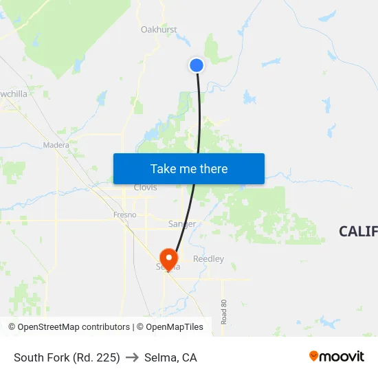 South Fork (Rd. 225) to Selma, CA map