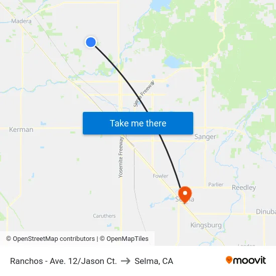 Ranchos - Ave. 12/Jason Ct. to Selma, CA map