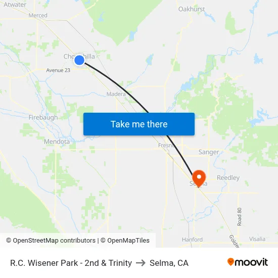 R.C. Wisener Park - 2nd & Trinity to Selma, CA map