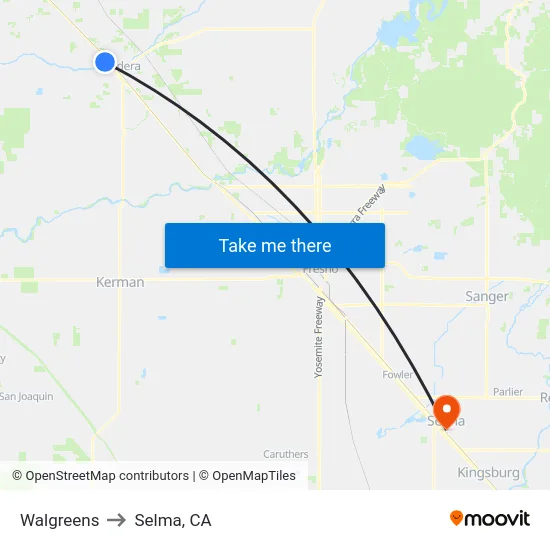 Walgreens to Selma, CA map