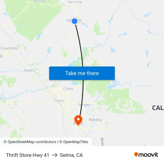 Thrift Store-Hwy 41 to Selma, CA map
