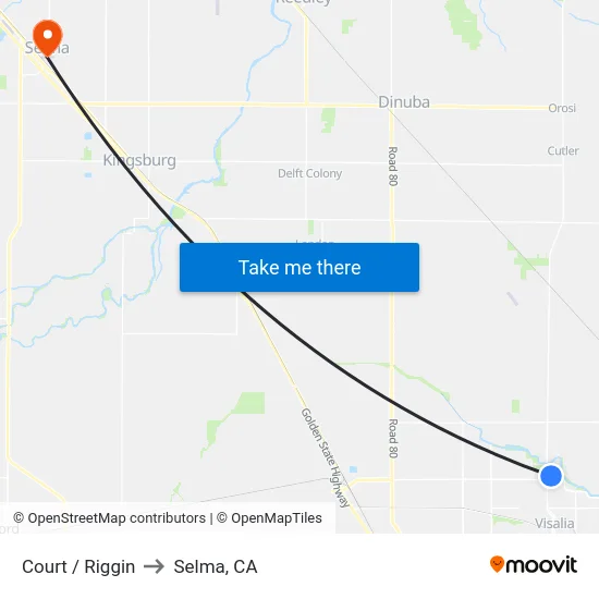 Court / Riggin to Selma, CA map