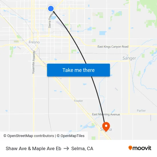 Shaw Ave & Maple Ave Eb to Selma, CA map