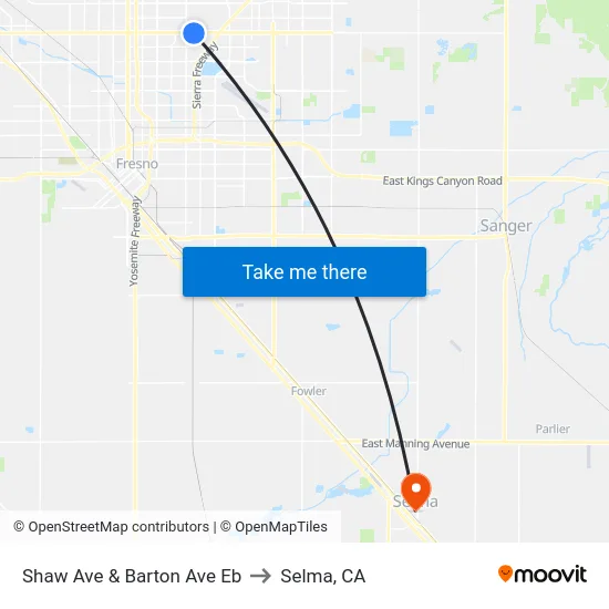 Shaw Ave & Barton Ave Eb to Selma, CA map
