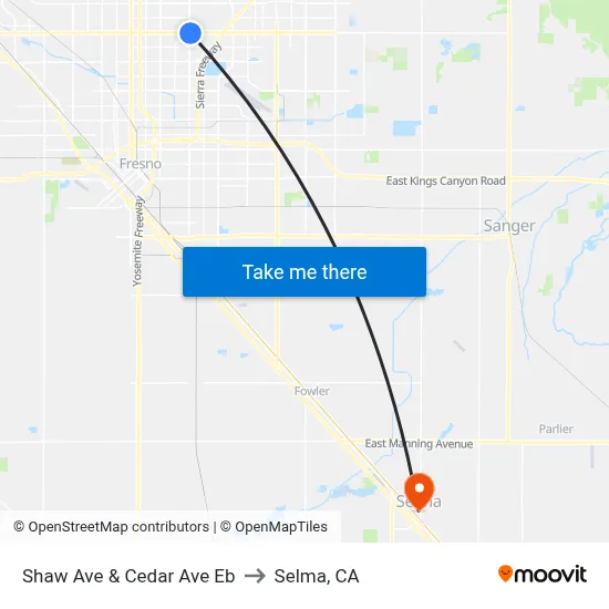 Shaw Ave & Cedar Ave Eb to Selma, CA map