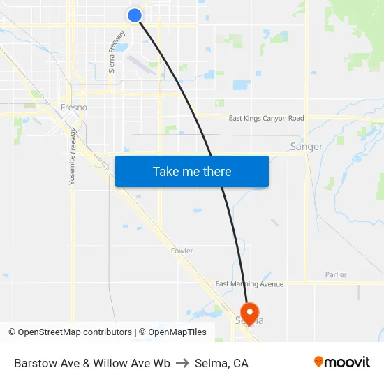 Barstow Ave & Willow Ave Wb to Selma, CA map
