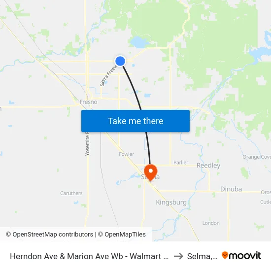 Herndon Ave & Marion Ave Wb - Walmart Supercenter to Selma, CA map