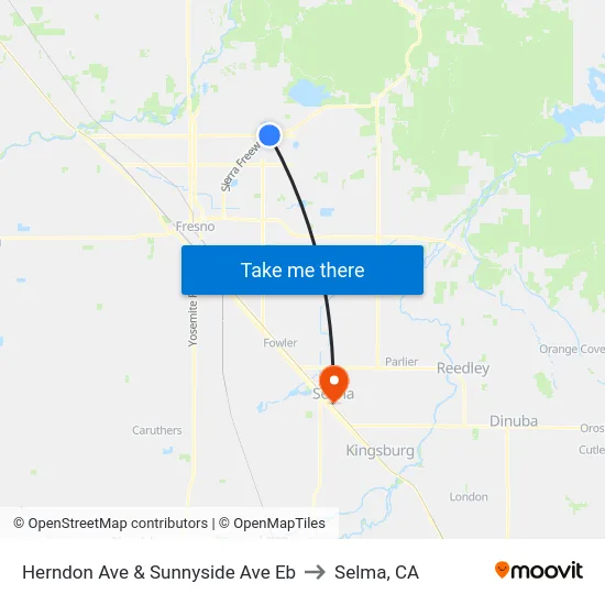Herndon Ave & Sunnyside Ave Eb to Selma, CA map