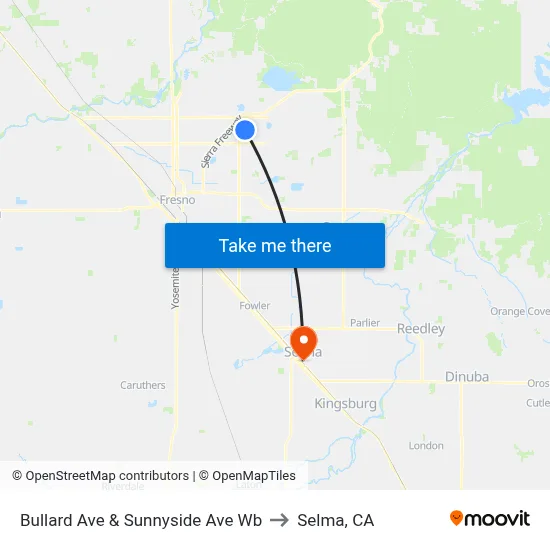Bullard Ave & Sunnyside Ave Wb to Selma, CA map