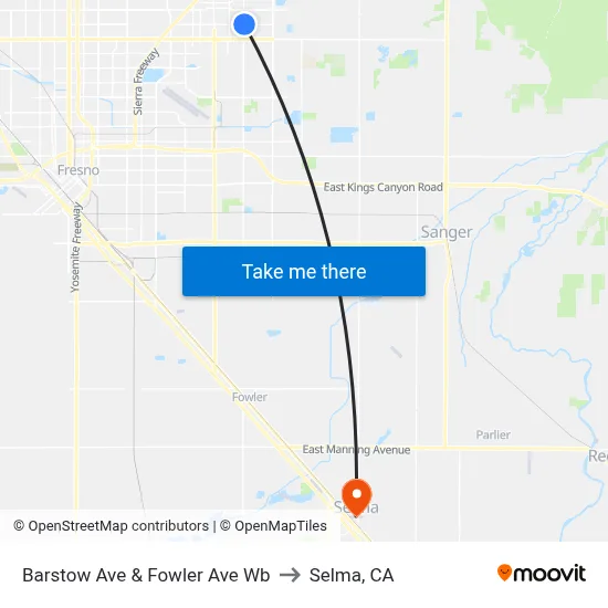 Barstow Ave & Fowler Ave Wb to Selma, CA map