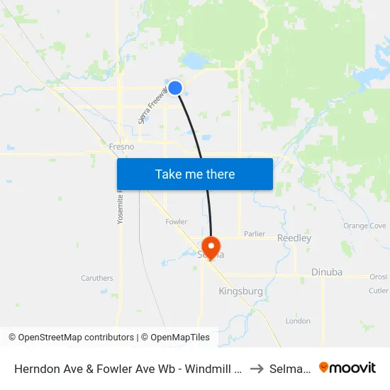 Herndon Ave & Fowler Ave Wb - Windmill Marketplace to Selma, CA map