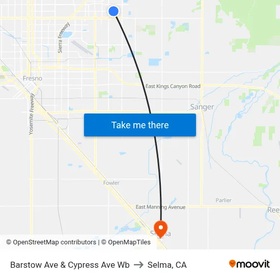 Barstow Ave & Cypress Ave Wb to Selma, CA map