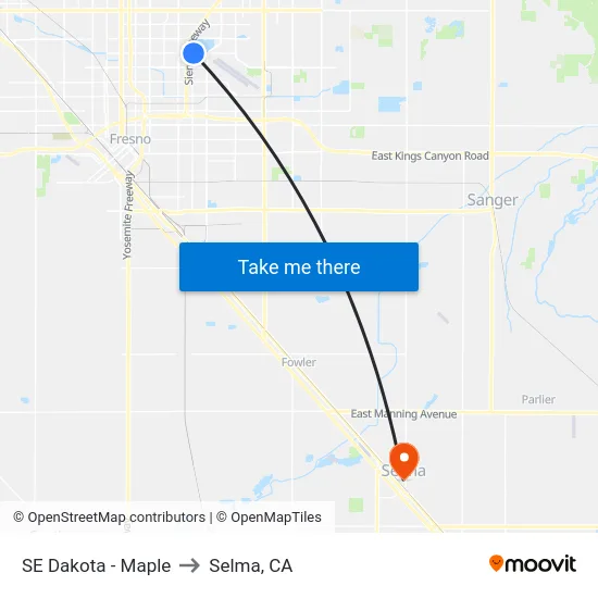 SE Dakota - Maple to Selma, CA map