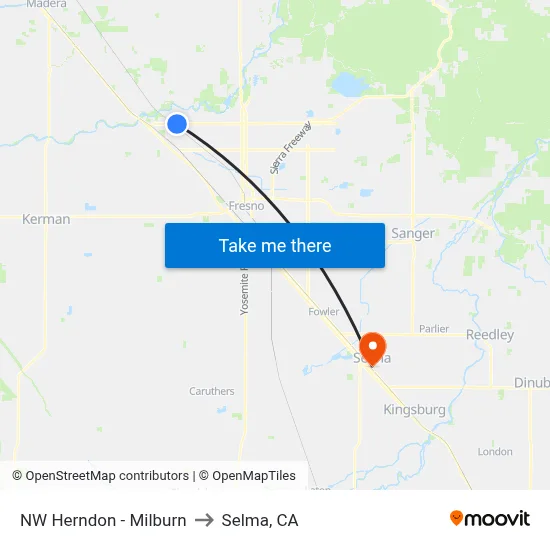 NW Herndon - Milburn to Selma, CA map