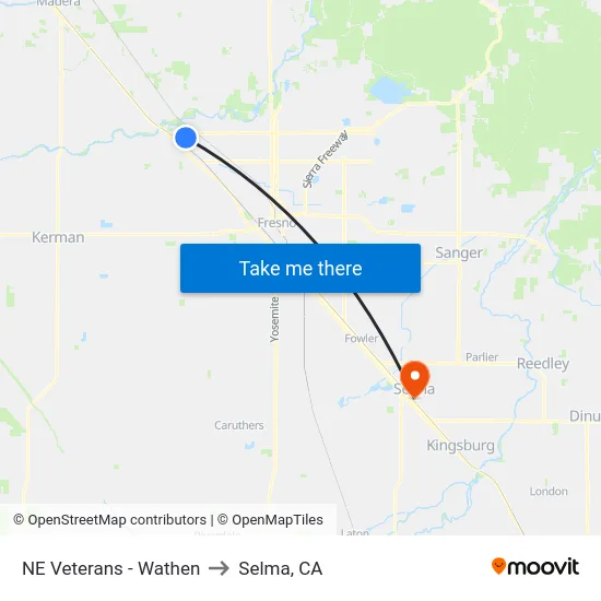 NE Veterans - Wathen to Selma, CA map