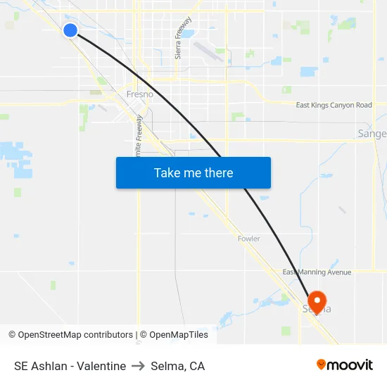 SE Ashlan - Valentine to Selma, CA map