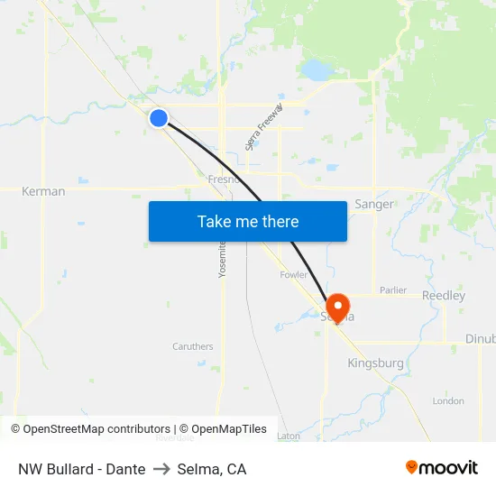 NW Bullard - Dante to Selma, CA map