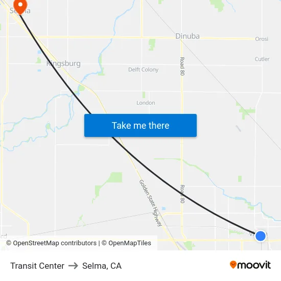 Transit Center to Selma, CA map