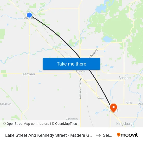 Lake Street And Kennedy Street - Madera Garden Apartments (Northbound) to Selma, CA map