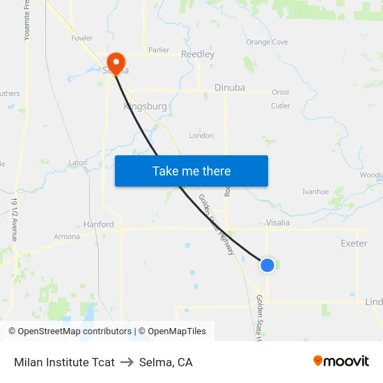 Milan Institute Tcat to Selma, CA map