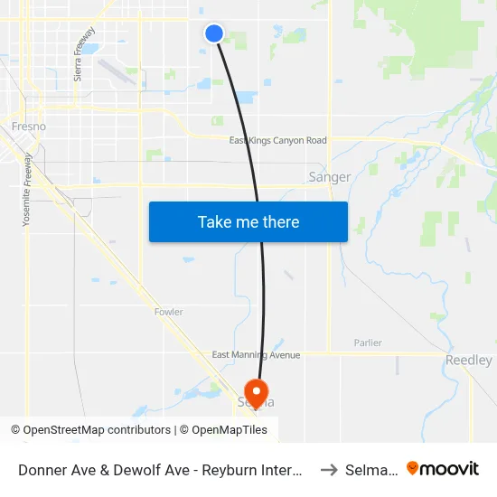Donner Ave & Dewolf Ave - Reyburn Intermediate School to Selma, CA map
