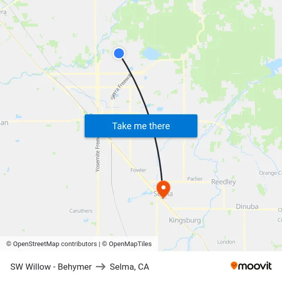 SW Willow - Behymer to Selma, CA map