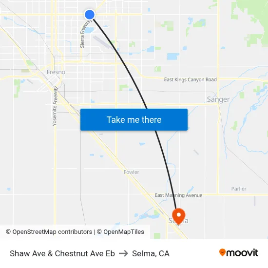 Shaw Ave & Chestnut Ave Eb to Selma, CA map