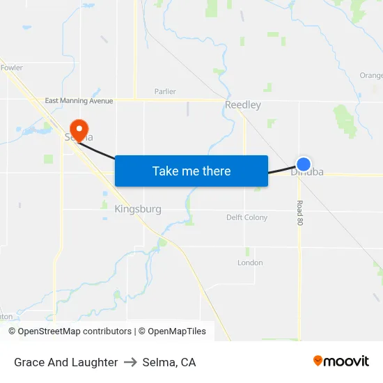 Grace And Laughter to Selma, CA map