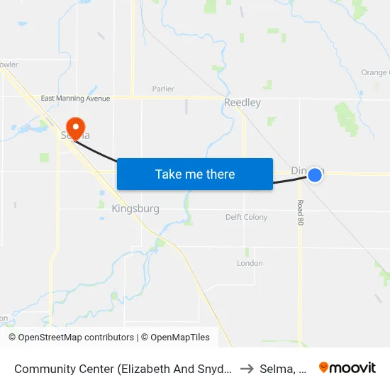 Community Center (Elizabeth And Snyder) to Selma, CA map