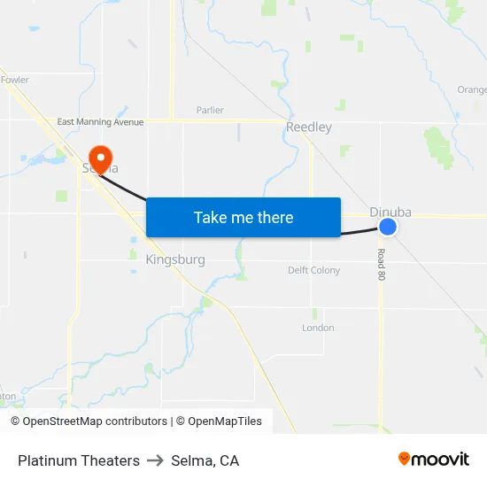 Platinum Theaters to Selma, CA map