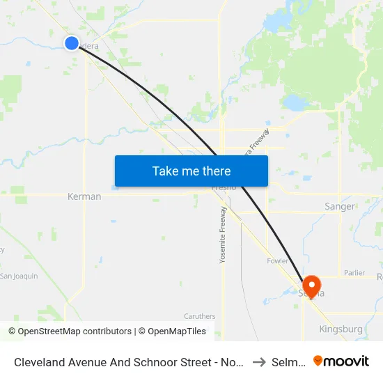 Cleveland Avenue And Schnoor Street - North Point Shopping Mall to Selma, CA map