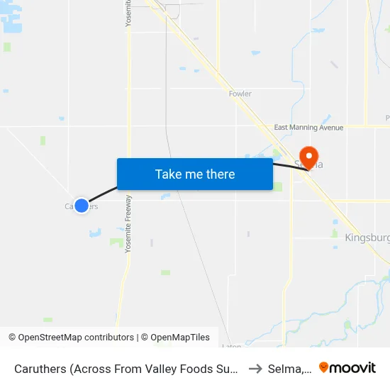 Caruthers (Across From Valley Foods Supermarket) to Selma, CA map